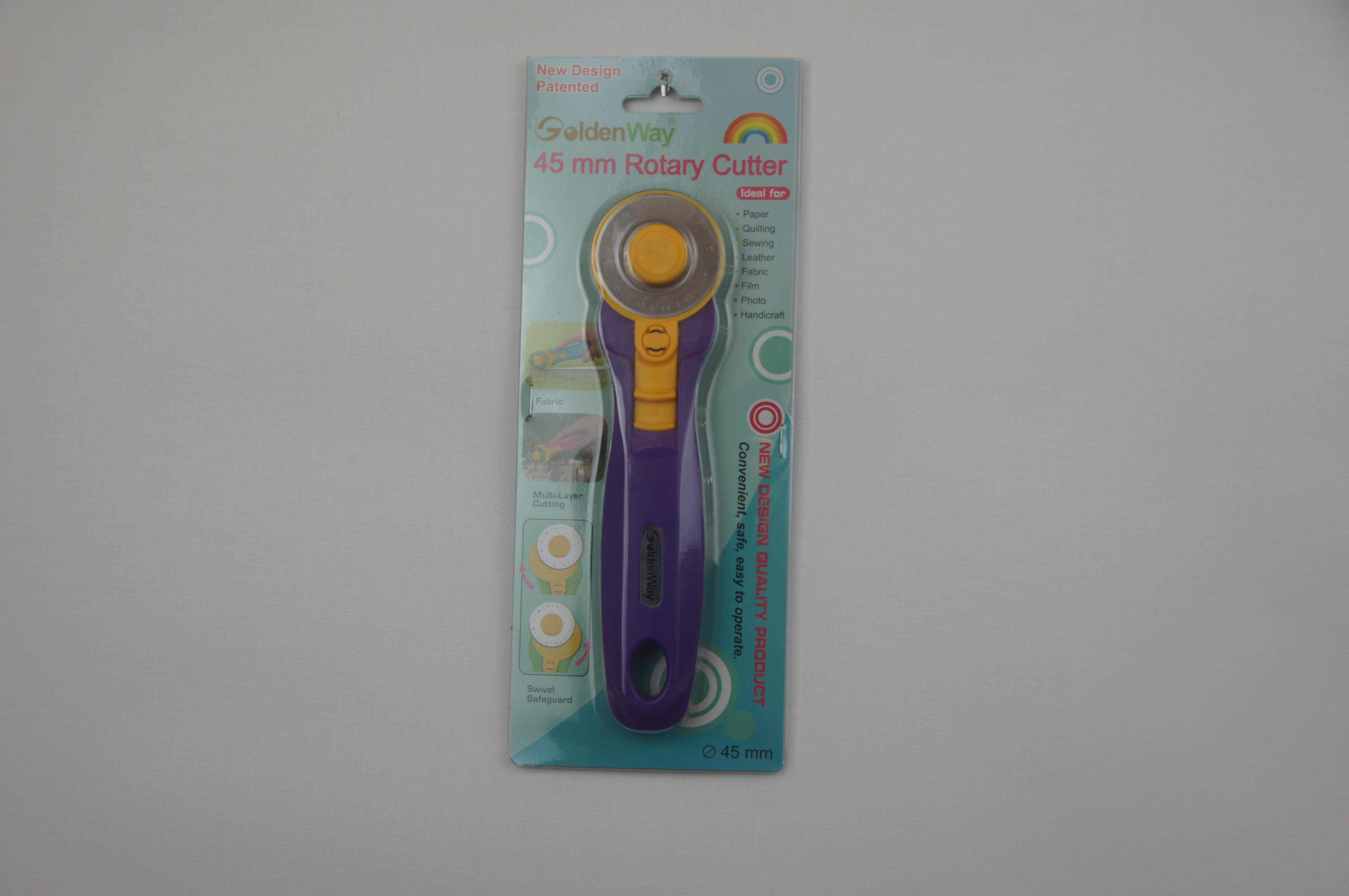 GoldenWay 45 mm Rotary Cutter Purple and Yellow  Purple and Yellow