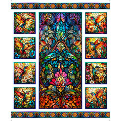 Stained Glass Hummingbird Pane Blue 32191-X