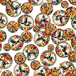 Stained Glass Hummingbird Circ Multicolour 32193-Z